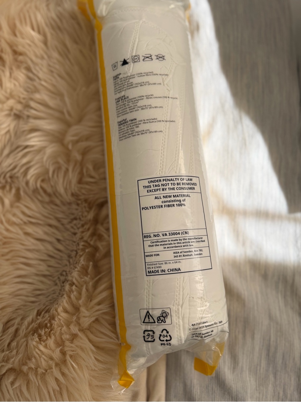 IKEA SANDGRÄSMAL white twin duvet insert - Picture 4 of 6